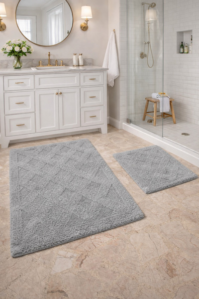 Bestekar مجموعة سجادة الحمام القطنية الناعمة من ميورا مينك، مجموعة أنيقة ومريحة