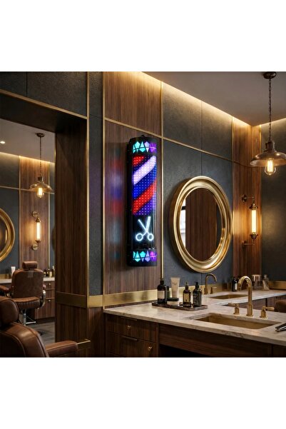 Mariani Professional عمود حلاقة دوار كلاسيكي بطول 90 سم، لوحة جدارية خارجية م...