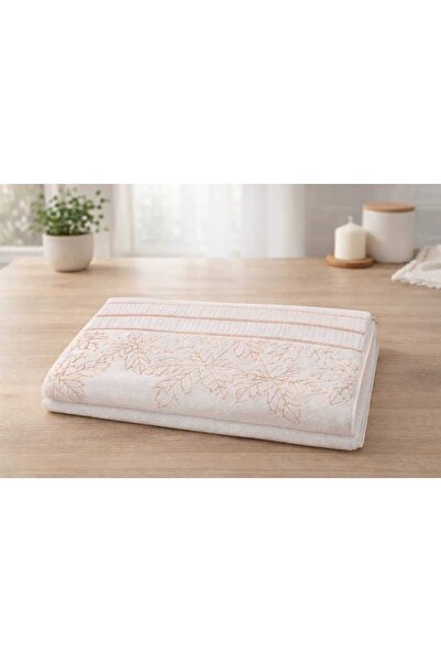 madam gold Madamgold Yoncagül Towel 50X90 4 Pieces (2 Pairs) Leaf Pattern Dai...