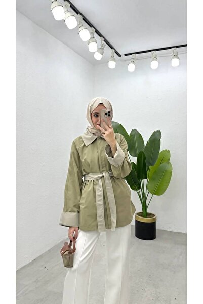 Butik KADIN gizli düğmeli gabardin ceket