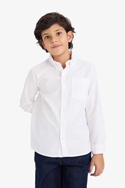 DeFacto Boy's Long Sleeve Shirt W3215A6/Wt34 White