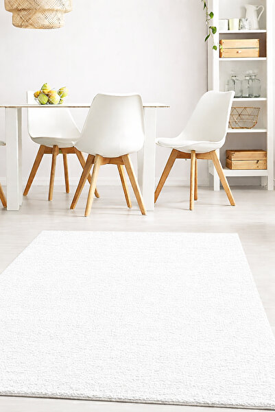 Sarar Peluş Tüylü Kaymaz Jel Taban Beyaz Pofuduk Salon Mutfak Halı Yolluk Kilim