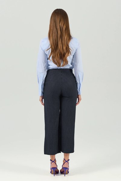 EMA\T Pantaloni largi cu dungi bleumarin