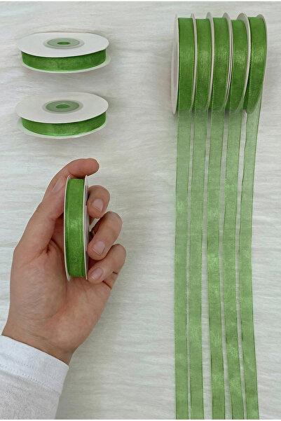 ZEYMERADE شريط أورجانزا تول أخضر زيتوني 1 سم 22 متر، للحزم، الخطوبة، الزينة، ...