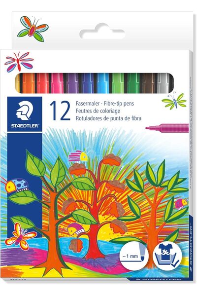 Noris Club Fibre Tip Fine Nib Pen - Pack Of 12, Assorted Colors - Pack Of 02