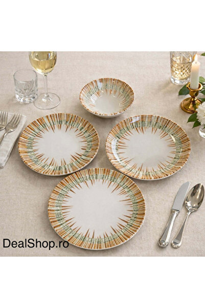 dealshopromania Solis Porcelain Dinner Set 48 Pieces for 12 People Elegant De...