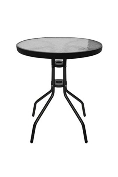 OEM Black Metal Table with Glass Surface Ø60 x 70 cm