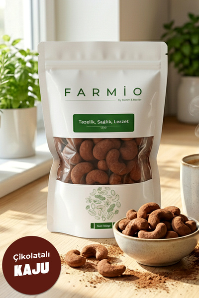 FARMİO Çikolata Kaplı Kaju 100gr – Sütlü Çikolata Kaplı Kakaolu Draje