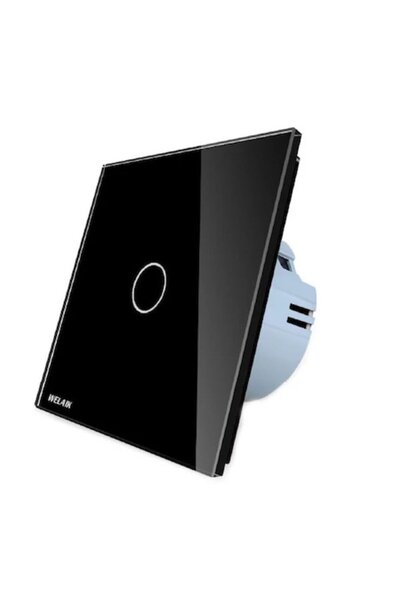 DAMUR Comutator tactil simplu cu panou de sticlă Welaik, negru