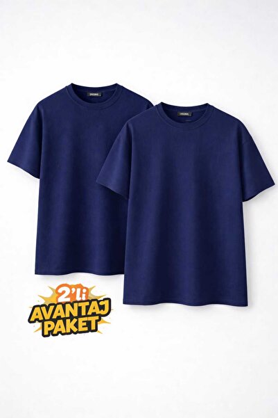 T.trend SET DE bumbac TRICOȚE BASIC, ALBASTRU ÎNCHIS, PAMU 2-LUSTRU, MODEL RE...