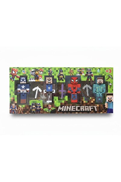 Tıfıl Toys Kaptan Amerika Örümcek Adam Minecraft 4 Karakter 3 Aksesuar 7 Parç...