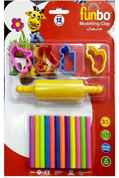 Funbo Modelling Clay 12 Neon Colors Set with 4 Mould and Roller, 100 g- Pack ...