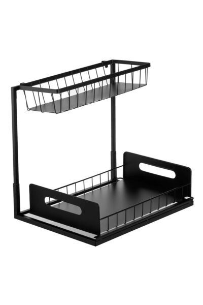 OEM Raft Metalic Glisant pentru Dulap / Sub Chiuvetă, 36x27x28.5 cm, Negru