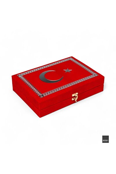 Furkan Neşriyat Furkan Hediyelik Türk Bayraklı Kutulu Ay Yıldızlı Kadife Kura...