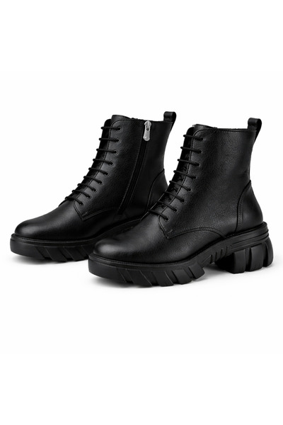 Castle Black Raven Siyah Hakiki Deri Kadın Bot