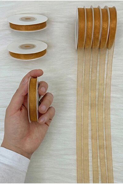 ZEYMERADE Organza Tulle Ribbon Brown 1 cm 22 Mt, Bundle, Engagement, Dowry, G...