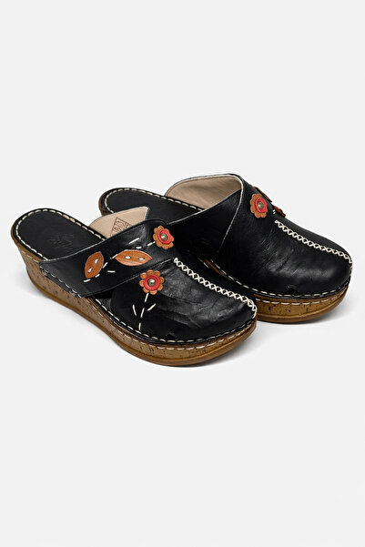 Lively Stylish Women's Genuine Leather Floral Detailed Bohemian Style Comfort...