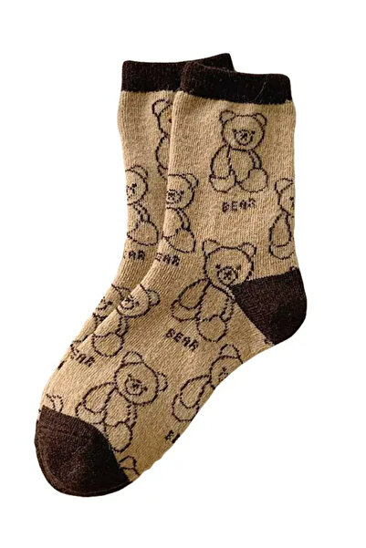 EFAYN.RO Women's socks, warm pattern with teddy bears, cozy bear theme, size ...