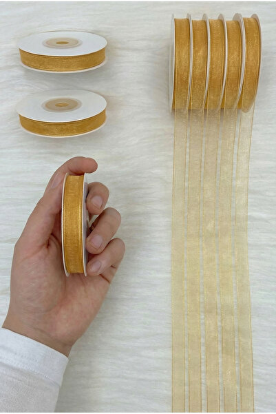 ZEYMERADE Panglică din tul organza maro deschis 1cm 22m, Pachet, Logodnă, Zes...