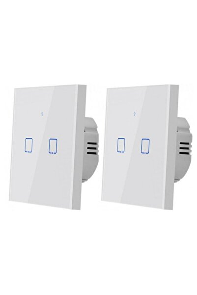 DAMUR Set de 2 comutatoare WiFi tactile inteligente cu 2 canale