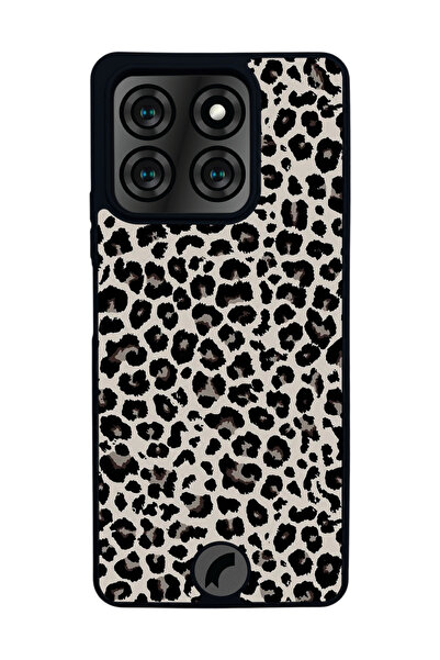 Reeder S71 Uyumlu Leopar Tasarımlı Glossy Mat Siyah Silikon Telefon Kılıfı