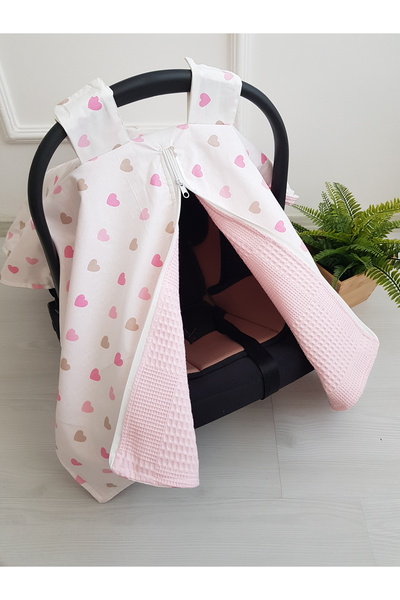 Heart Stroller Cover Double Layer Zippered 100% Cotton I Plus Baby