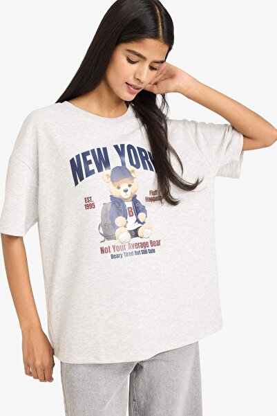 DeFacto Жіноча футболка G8027AX/GR256 СІРИЙ МЕЛАНЖ