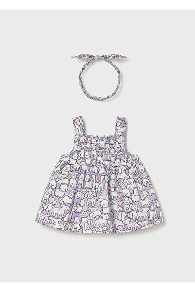 MAYORAL Newborn Hair Band Printed Dress