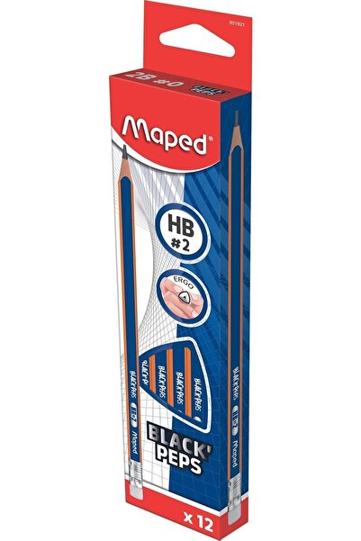 Maped مجموعة أقلام رصاص جرافيت من بلاك بيبس مع ممحاة، 12 قطعة، لون أزرق مارينا