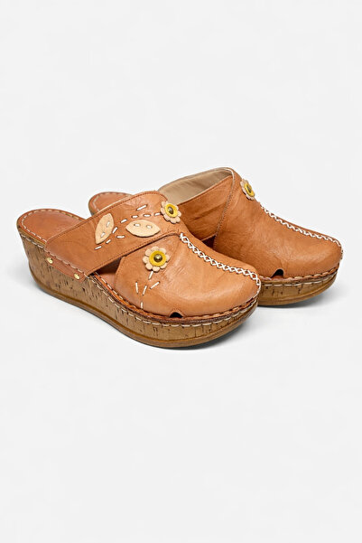 Lively Stylish Women's Genuine Leather Floral Detailed Bohemian Style Comfort...