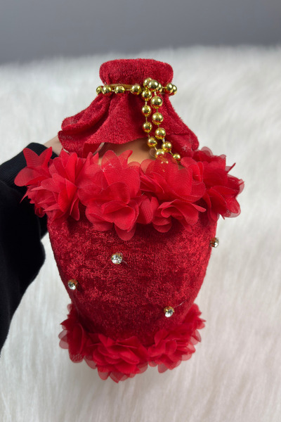 AZREN STORE Kırmızı Lazer Çiçek Süslemeli Kına Gecesi Testisi,Gelin Damat Niş...