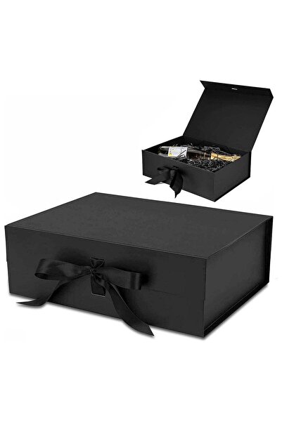 Generic TecV Luxury Magnetic Gift Box, Black Large Gift Box with Ribbon