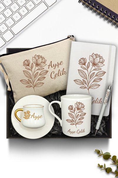 As Gift Kişiye Özel El Çantası & Defter & Fincan & Kupa & Kalem Hediye Seti