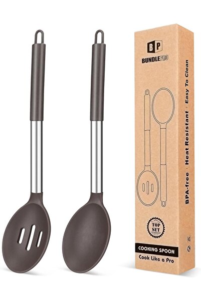 Bundlepro عبوة من ملعقتين كبيرتين للطبخ من السيليكون، ملعقة دهن صلبة غير لاصق...