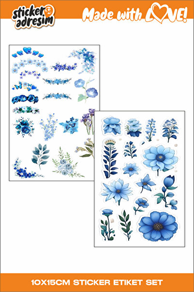 Sticker Adresim 5 Sayfa MAVİ Sticker Set - Etiket - Bullet Journal