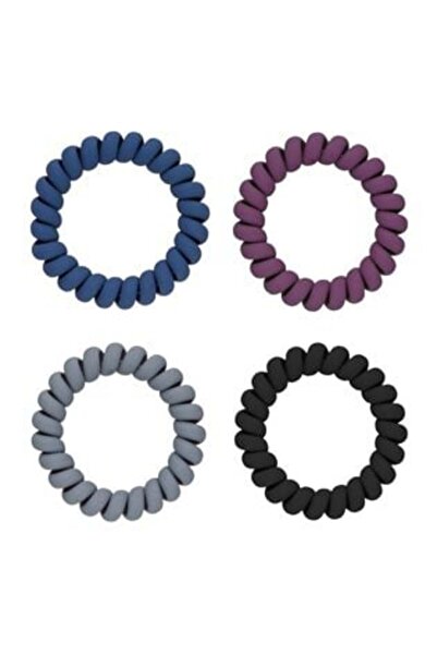 SHOPIENS Elastic de păr din plastic colorat mat pentru femei - 4 bucăți