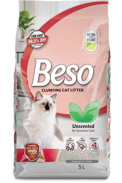 Beso Clumping Cat Litter Unscented 5L