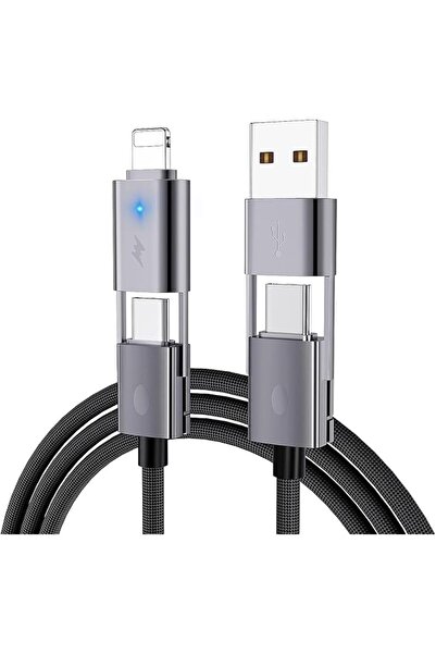 The Bros كابل USB-C متعدد الوظائف 4 في 1، كابل شحن سريع متعدد مضفر دائري بطول...