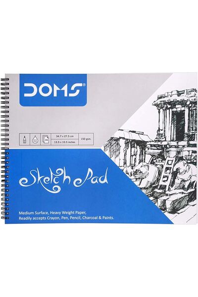 doms 7893 A4 Wiro Sketch Book 36 Sheets/72 Pages- Pack Of 05