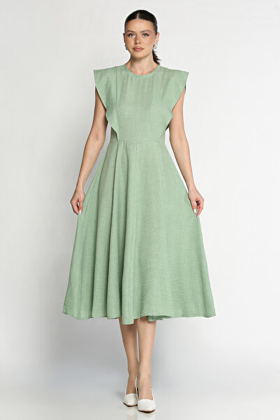 azragül giyim فستان ميدي بدون أكمام ذو ياقة دائرية وواسعة