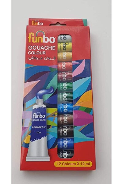 Funbo مجموعة ألوان غواش، 12 لونًا × 12 مل - عبوة من قطعتين