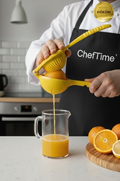 CHEFTİME Gerçek Döküm Narenciye Limon Sıkacağı | Sarı Renk