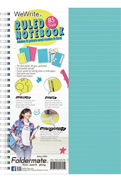 FOLDERMATE 1 Subject Notebook A5 | 70 Sheets | 80gsm Paper, With PP Cover & R...