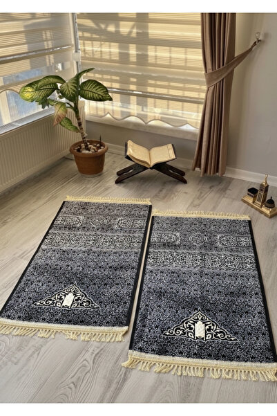 Segadty باكج 1+1 سجادة صلاة كسوة الكعبة، تصميم روحاني ناعم، للاستخدام اليومي،...