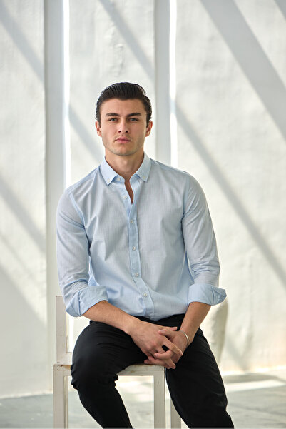 Sulti Men's Slim Fit Button-Down Collar Linen Look 100% Cotton Shirt