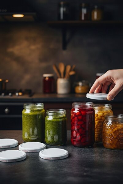 JASPER 1 Adet Beyaz 82 Mm Metal Kavanoz Kapağı