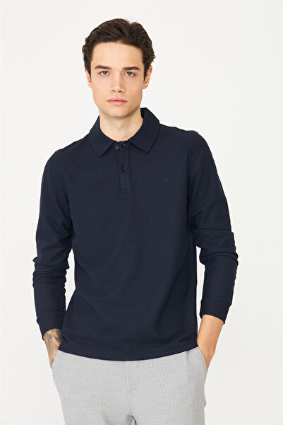 White Stone Navy Blue Polo Neck Sweatshirt