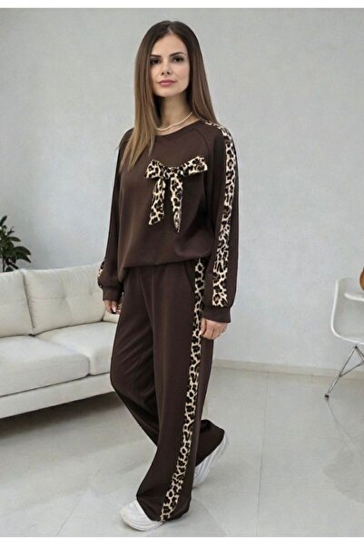 GLAMSI Casual outfit with animal-print inserts and bow