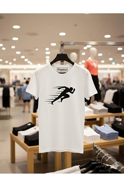 playwear Play Wear Unisex Round Neck Printed T-Shirt with Depar Gölge Bicycle...