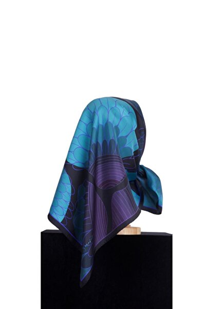 Zerafetim Twill Silk Scarf Black, Purple